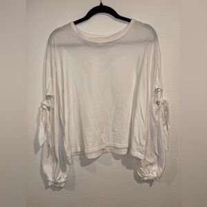 White Crow White Long Sleeve Top with Tie Details Medium